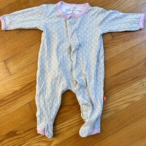 Magnetic Me Baby Pink And Gray Magnetic Closure Sleeper Footie 3 Months Cotton